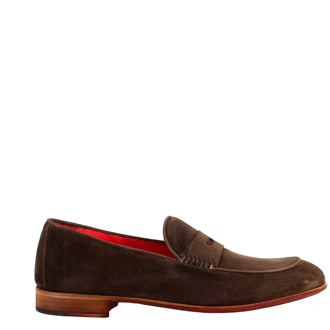 Flash Sale Leonardo Shoes Mocassino Elegante Marrone Da Uomo In Pelle Scamosciata Marrone Scuro