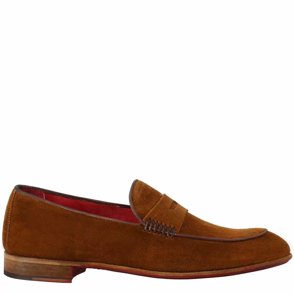 Clearance Leonardo Shoes Mocassino Elegante Land Da Uomo In Pelle Scamosciata Marrone