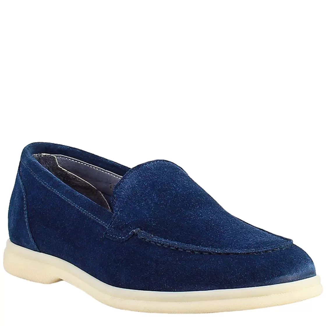 Hot Leonardo Shoes Mocassino Flessibile Da Donna In Pelle Scamosciata Blu