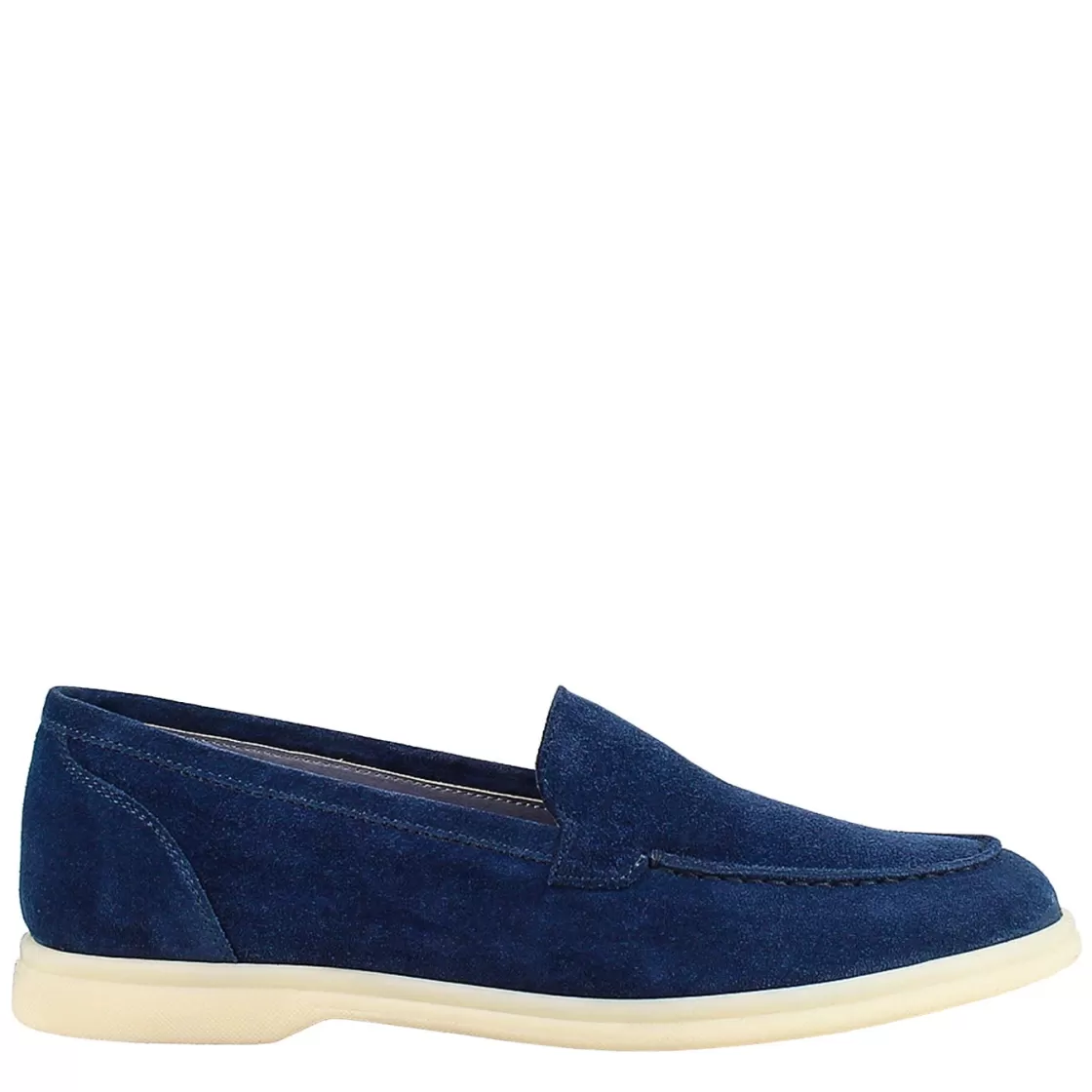 Hot Leonardo Shoes Mocassino Flessibile Da Donna In Pelle Scamosciata Blu