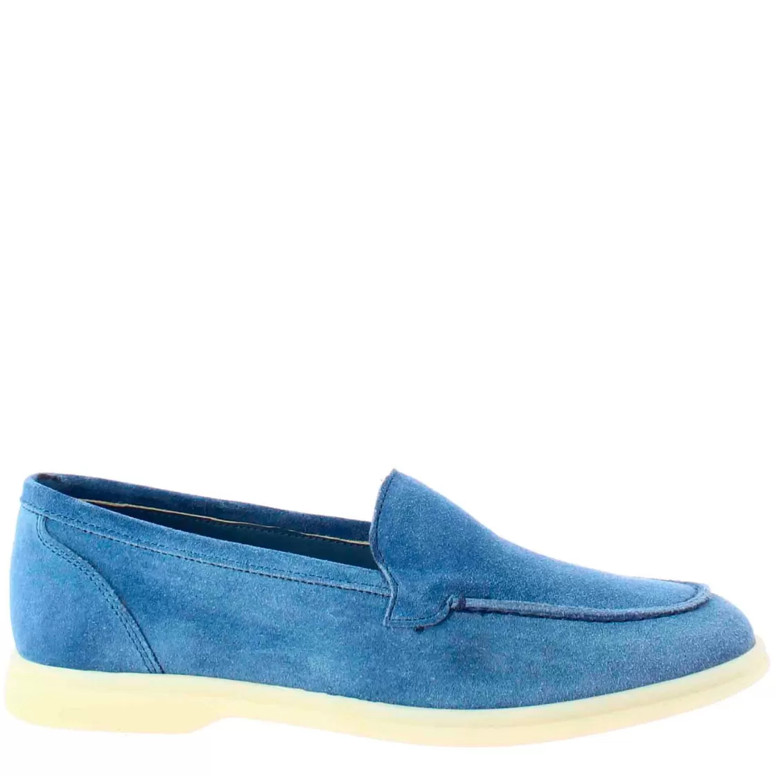 Cheap Leonardo Shoes Mocassino Flessibile Da Donna In Pelle Scamosciata Celeste