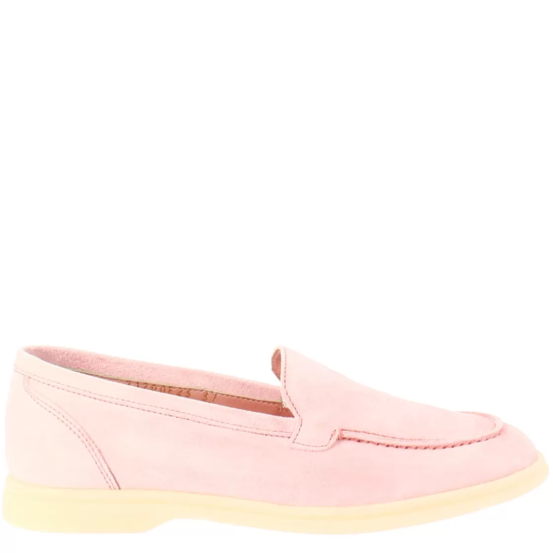 Sale Leonardo Shoes Mocassino Flessibile Da Donna In Pelle Scamosciata Rosa