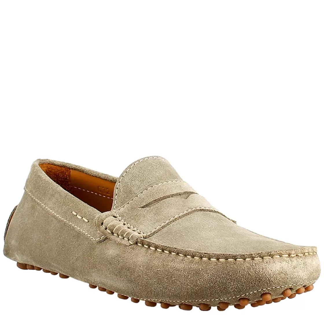 Outlet Leonardo Shoes Mocassino Grigio Foderato Da Uomo In Pelle Scamosciata Beige