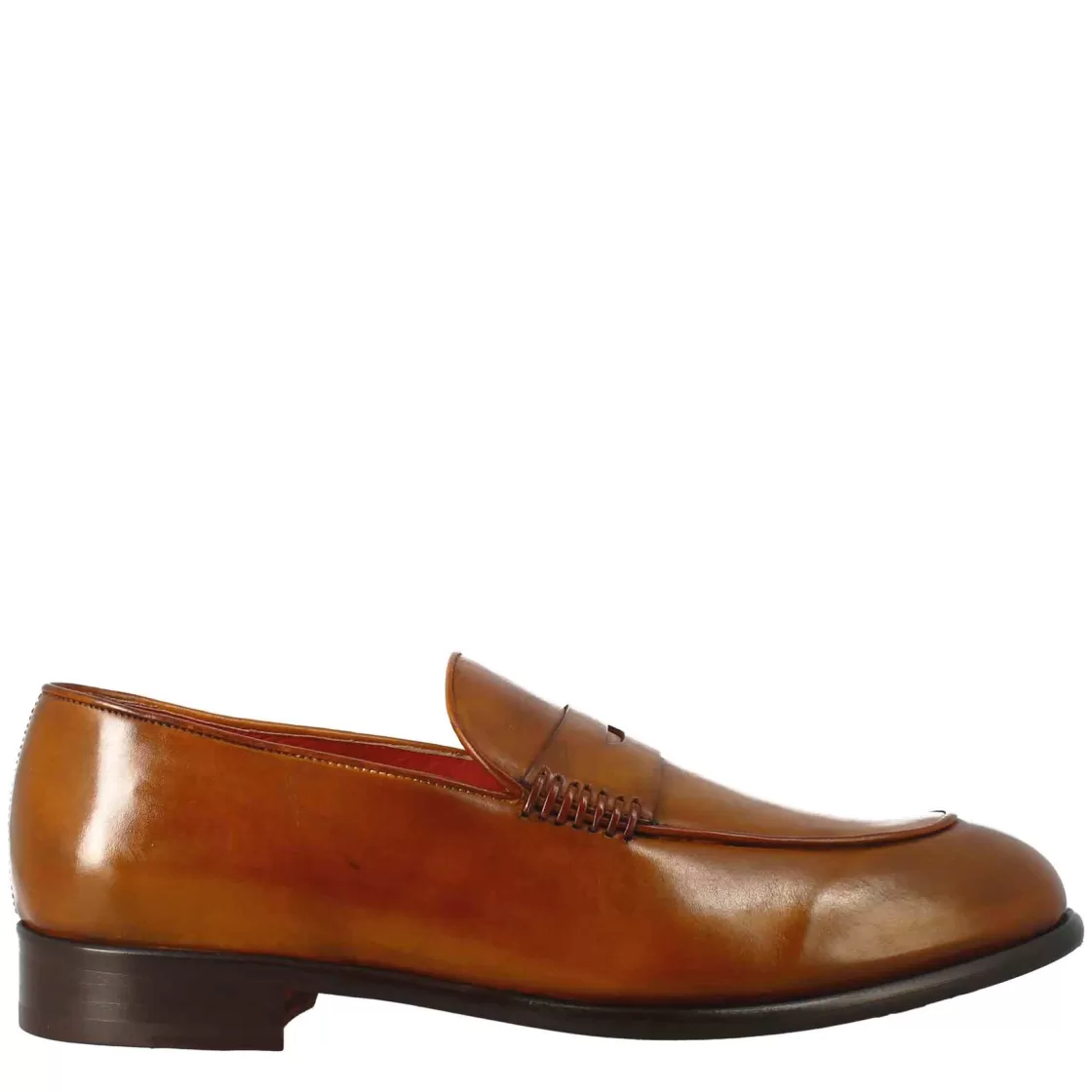 Shop Leonardo Shoes Mocassino Marrone Elegante Da Uomo In Pelle Fiore Marrone Chiaro