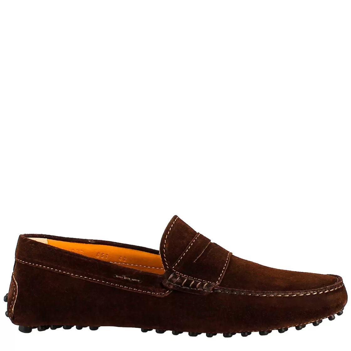 Clearance Leonardo Shoes Mocassino Foderato Da Uomo In Pelle Scamosciata Marrone Scuro