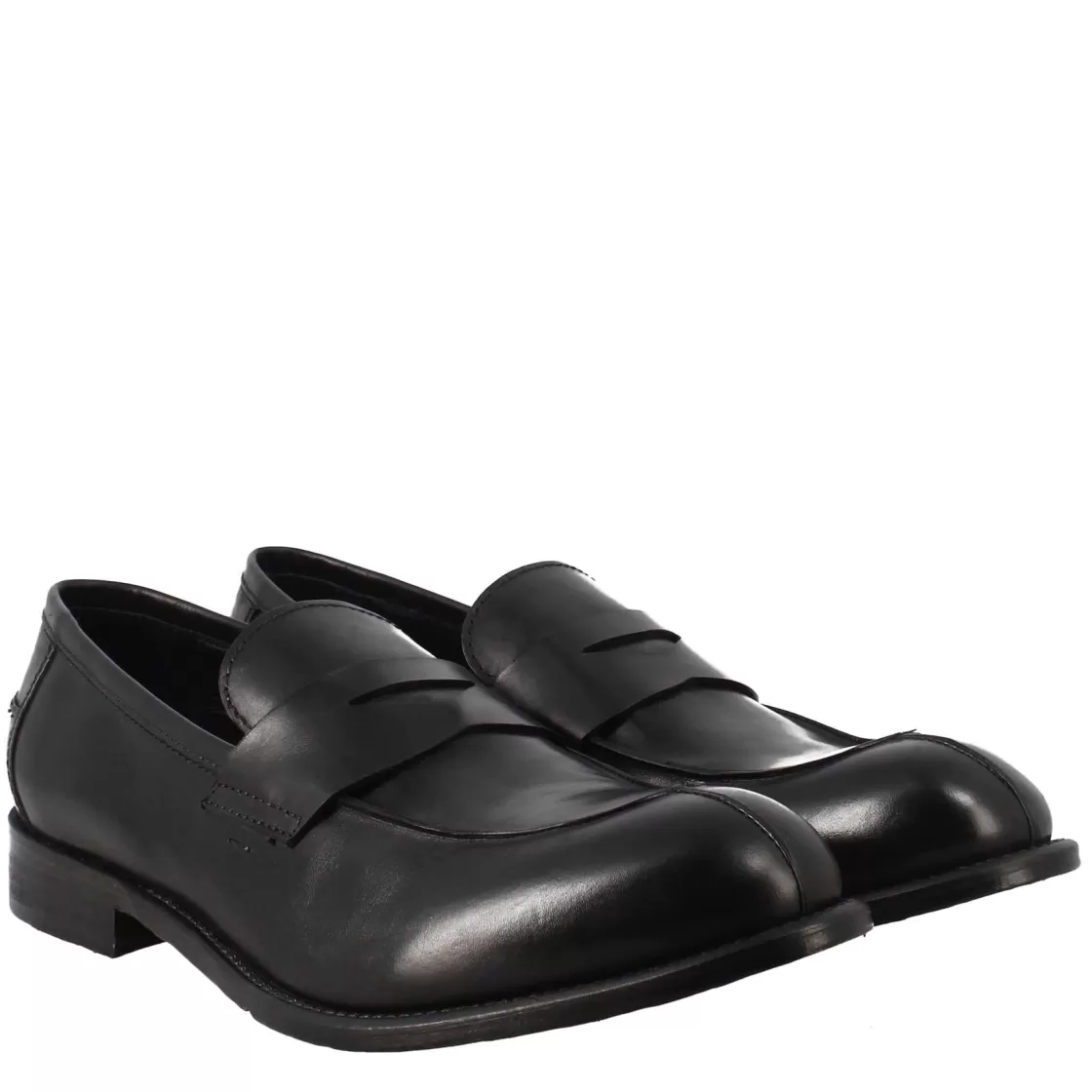 Fashion Leonardo Shoes Mocassino Vintage Elegante Da Uomo In Pelle Liscia Nero