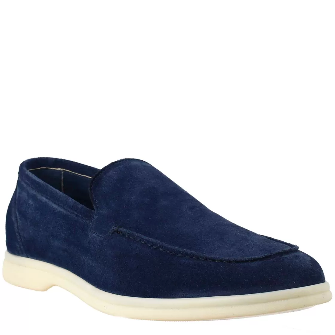 Store Leonardo Shoes Mocassino Sfoderato Blu Elegante Da Uomo In Camoscio Blu Navi