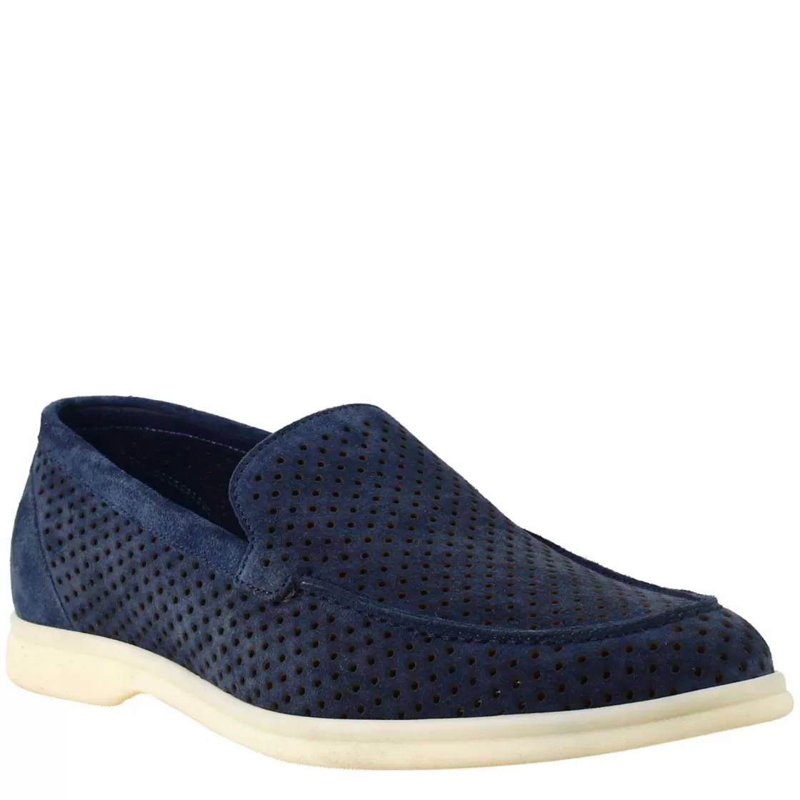 Store Leonardo Shoes Mocassino Sfoderato Blu Scuro Elegante Da Uomo In Camoscio Blu Navi