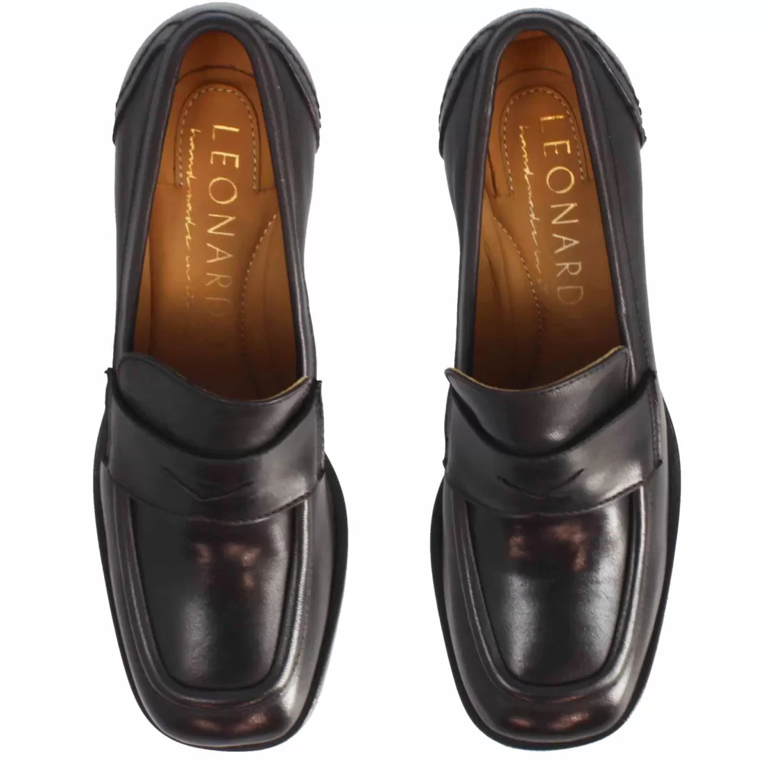 New Leonardo Shoes Mocassino Tacco Alto Da Donna In Pelle Colore Nero