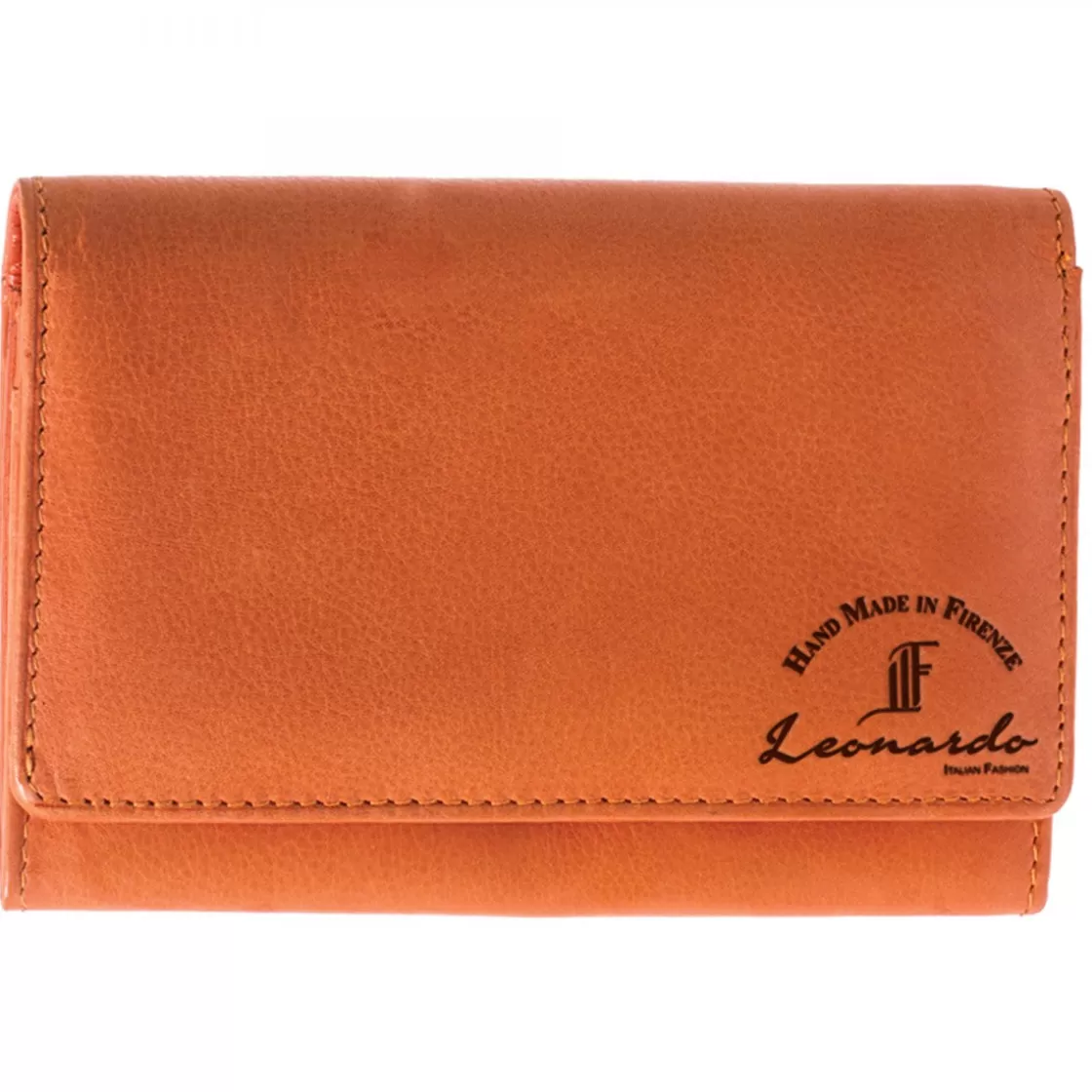 Best Sale Leonardo Shoes Portafoglio Donna Sauvage Pelle Di Vitello Porta Tessere Banconote Monete Arancione