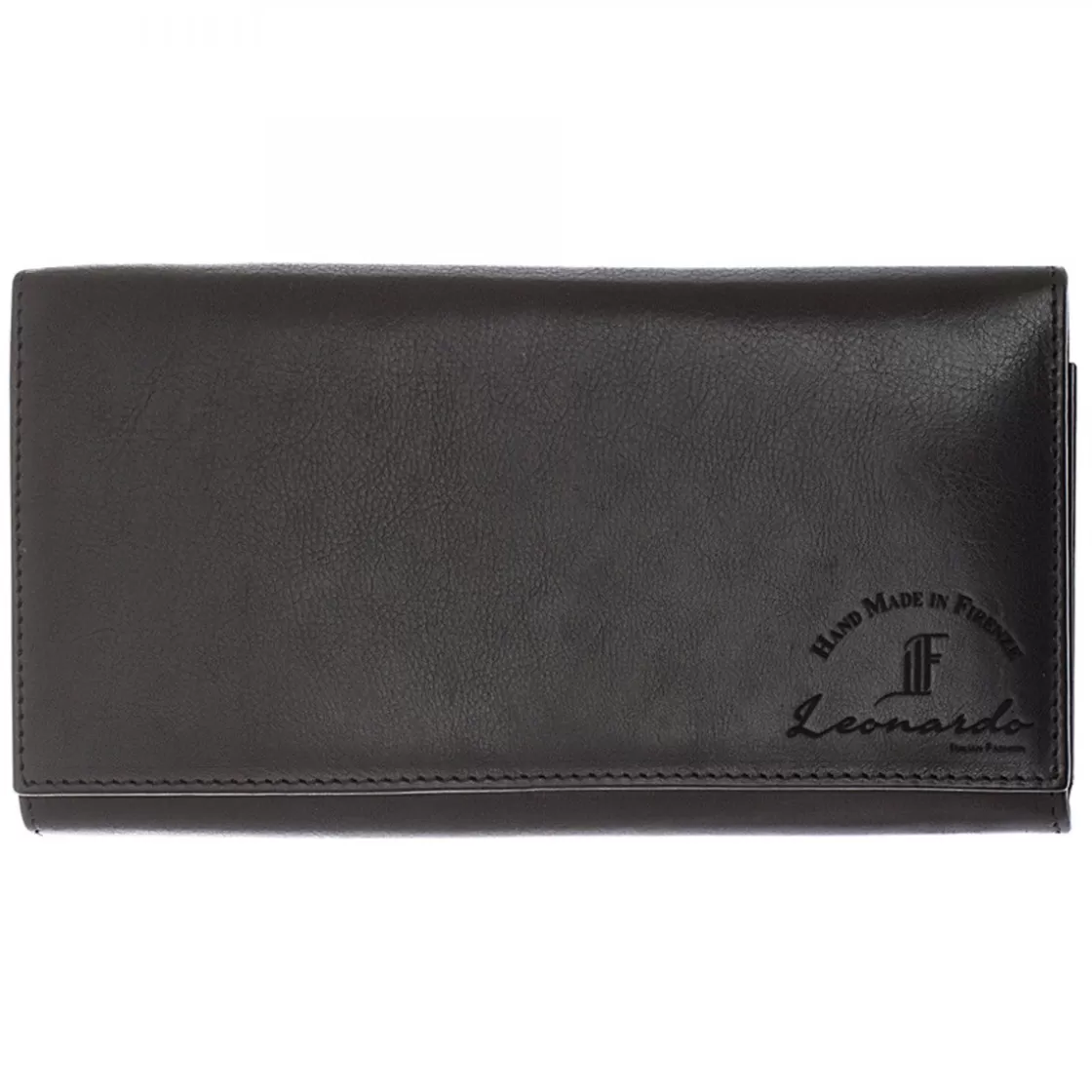 Outlet Leonardo Shoes Portafoglio Donna Sauvage Pelle Di Vitello Fatto A Mano Porta Tessere Tasche Banconote Nero