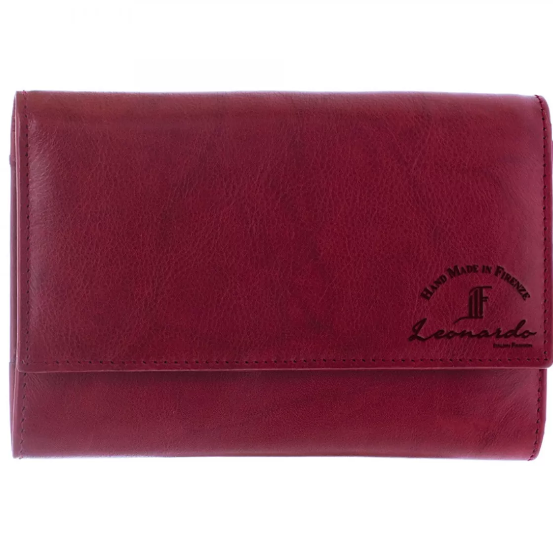 Cheap Leonardo Shoes Portafoglio Donna Sauvage Pelle Di Vitello Porta Tessere Banconote Chiusura Bottone Rosso