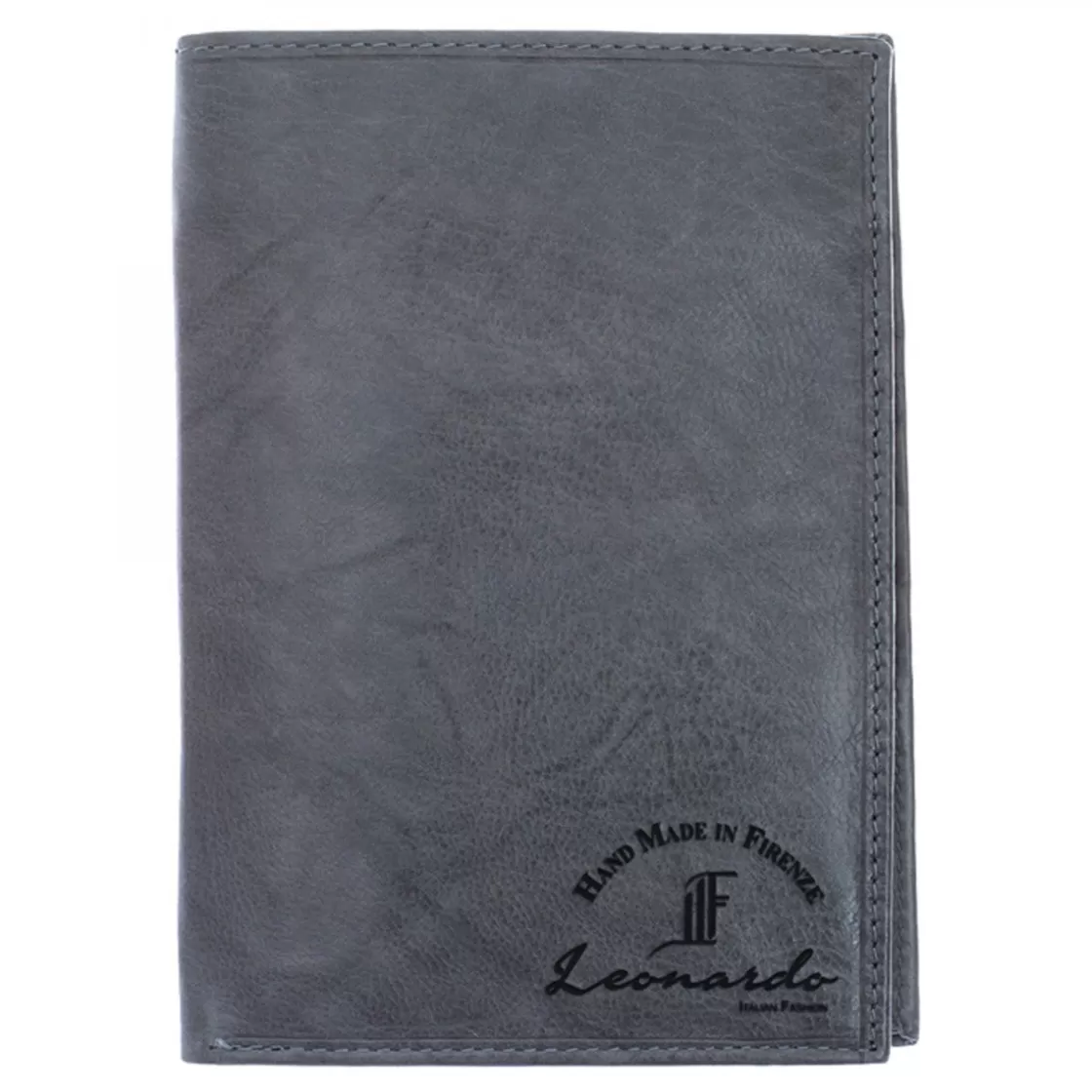 Fashion Leonardo Shoes Portafoglio Uomo Sauvage Pelle Di Vitello Blu Porta Tessere Banconote Flap Laterale Marrone