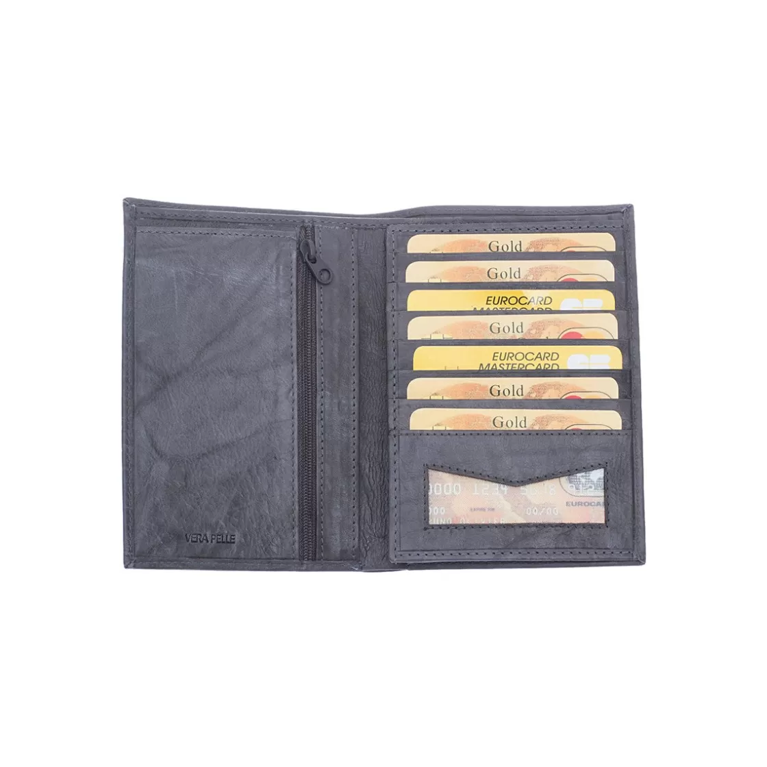 Fashion Leonardo Shoes Portafoglio Uomo Sauvage Pelle Di Vitello Blu Porta Tessere Banconote Flap Laterale Marrone