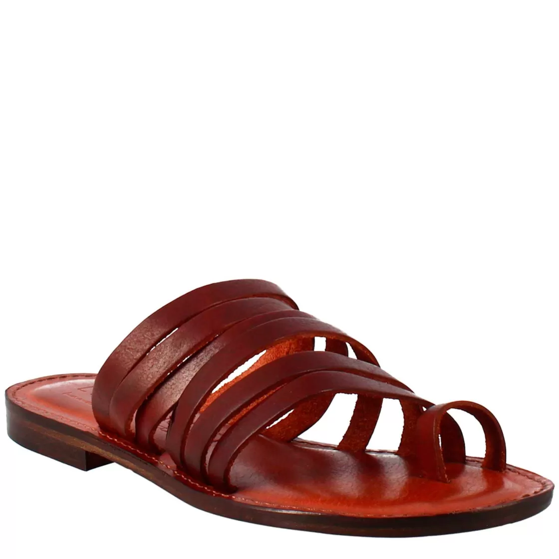 Sale Leonardo Shoes Sandali Celestia Da Donna Stile Romano Antico In Pelle Marrone