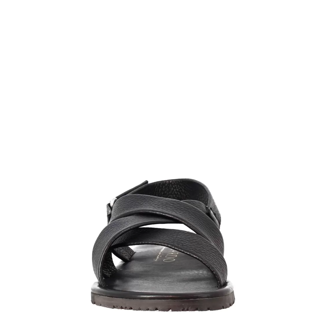 Discount Leonardo Shoes Sandali Da Uomo Fatti A Mano In Pelle Nera Chiusura Con Velcro Nero