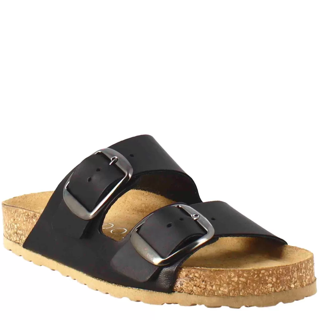 Hot Leonardo Shoes Sandali Donna Doppia Fibbia In Pelle Colore Nero