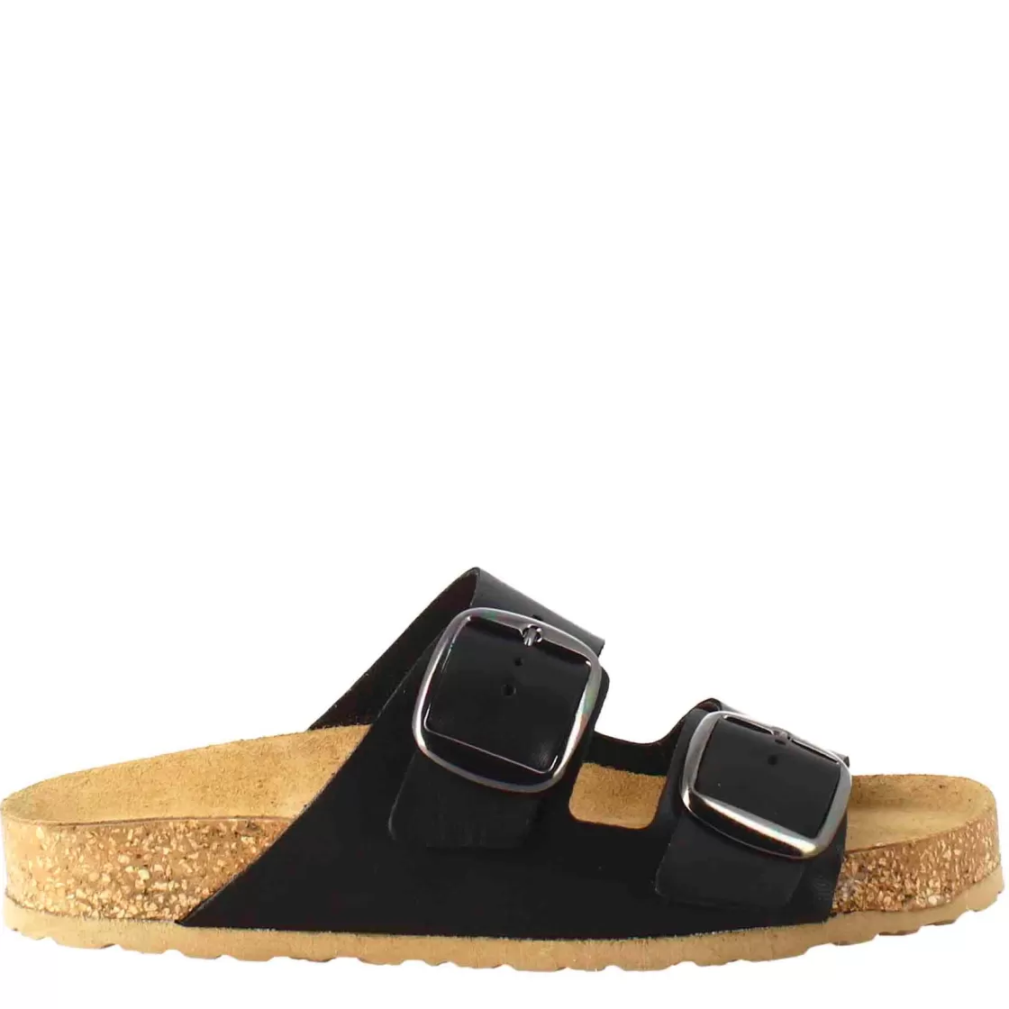 Hot Leonardo Shoes Sandali Donna Doppia Fibbia In Pelle Colore Nero
