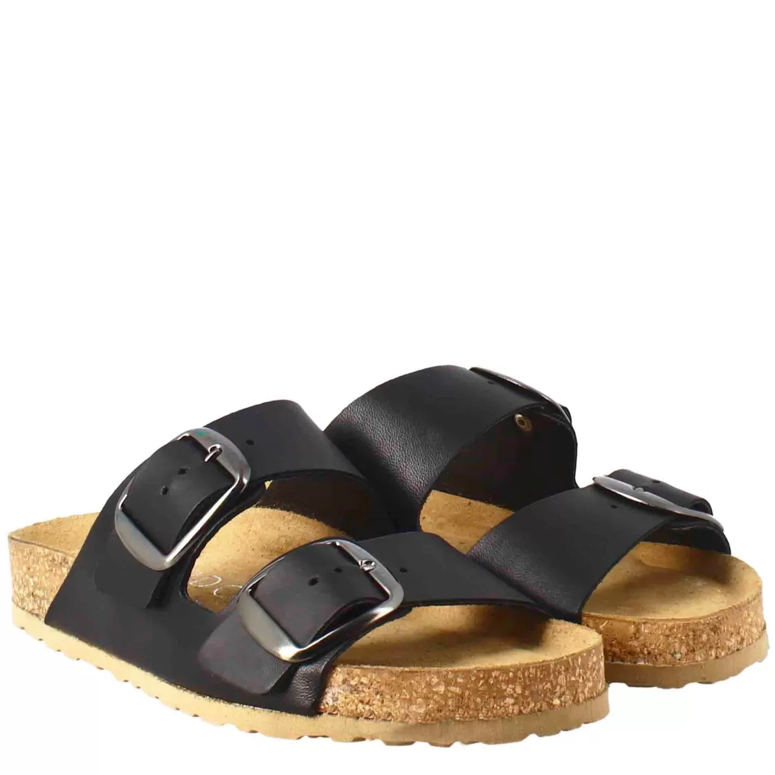 Hot Leonardo Shoes Sandali Donna Doppia Fibbia In Pelle Colore Nero