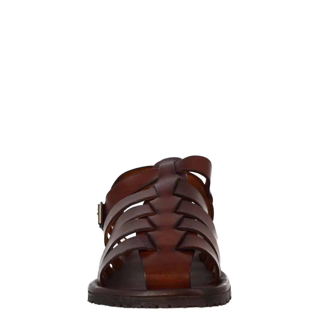Sale Leonardo Shoes Sandali Francescani Da Uomo Fatti A Mano In Pelle Con Cinturino Alla Caviglia Marrone