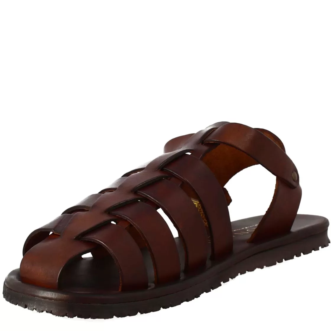 Sale Leonardo Shoes Sandali Francescani Da Uomo Fatti A Mano In Pelle Con Cinturino Alla Caviglia Marrone