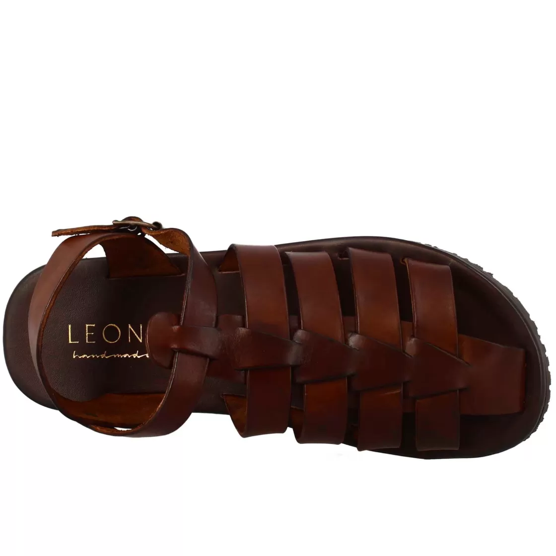 Sale Leonardo Shoes Sandali Francescani Da Uomo Fatti A Mano In Pelle Con Cinturino Alla Caviglia Marrone