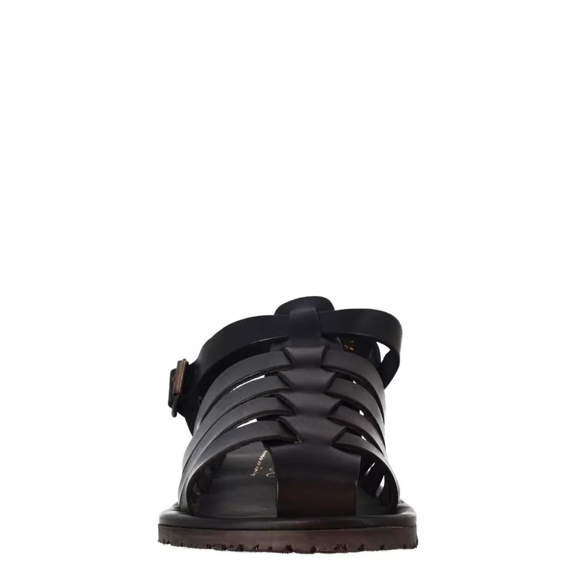 New Leonardo Shoes Sandali Francescani Da Uomo Fatti A Mano In Pelle Nera Chiusura Con Fibbia Nero