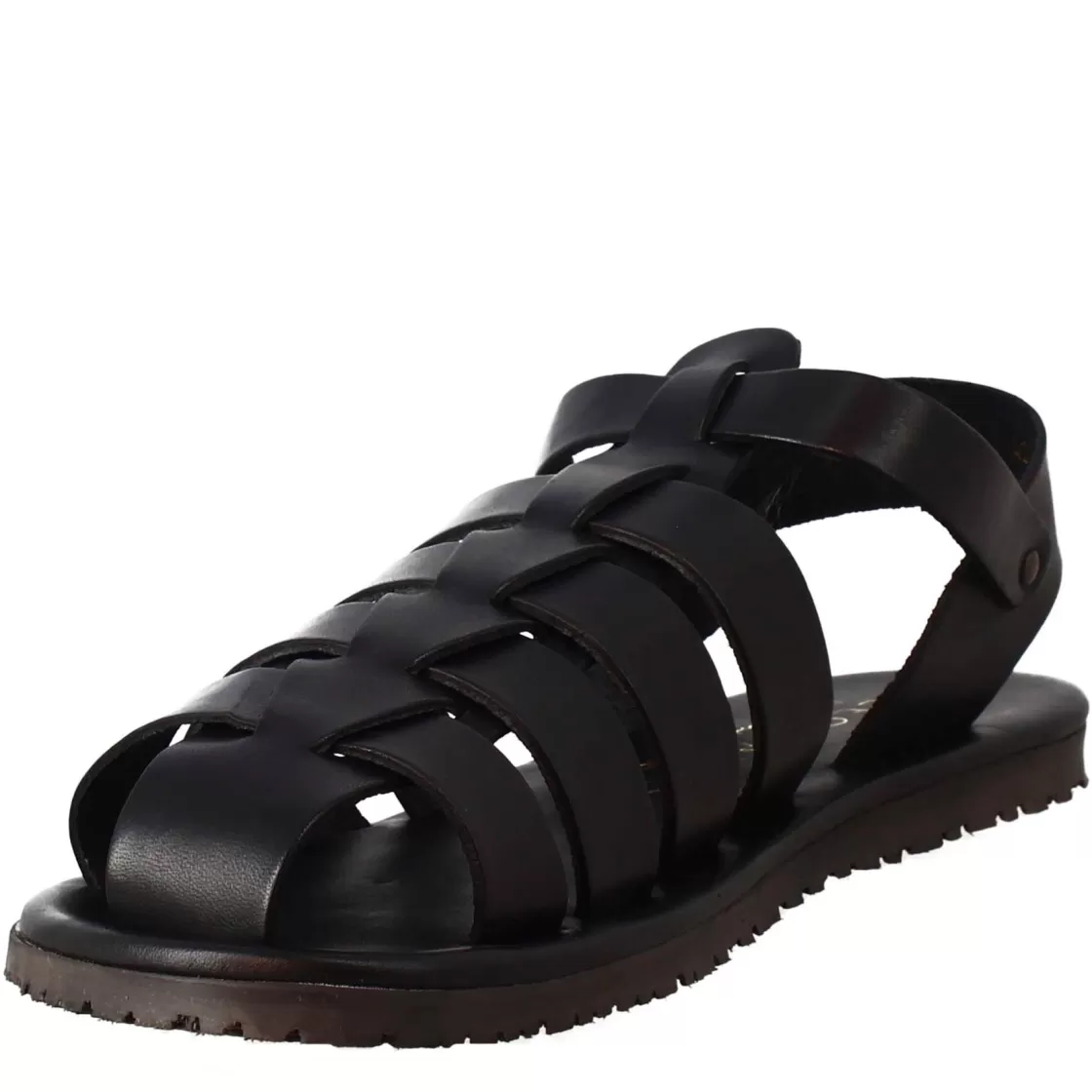 New Leonardo Shoes Sandali Francescani Da Uomo Fatti A Mano In Pelle Nera Chiusura Con Fibbia Nero