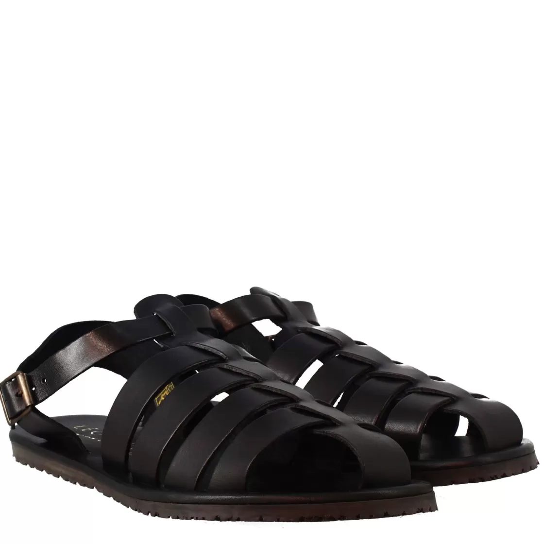 New Leonardo Shoes Sandali Francescani Da Uomo Fatti A Mano In Pelle Nera Chiusura Con Fibbia Nero
