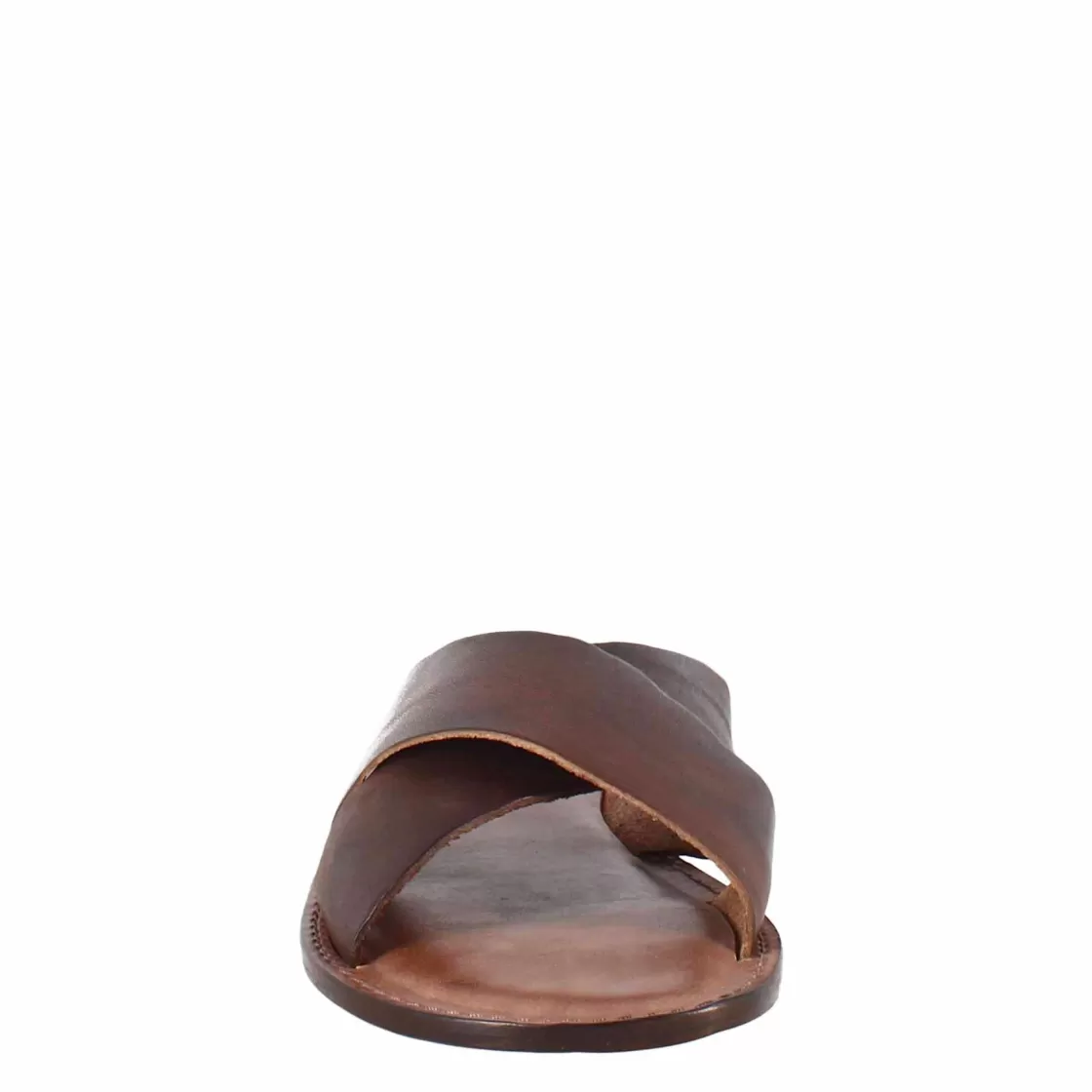 Sale Leonardo Shoes Sandali Gladiatore Da Uomo In Pelle Color Marrone