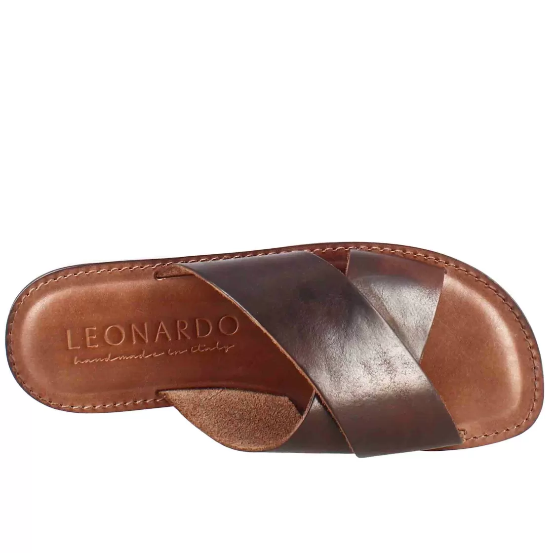 Sale Leonardo Shoes Sandali Gladiatore Da Uomo In Pelle Color Marrone