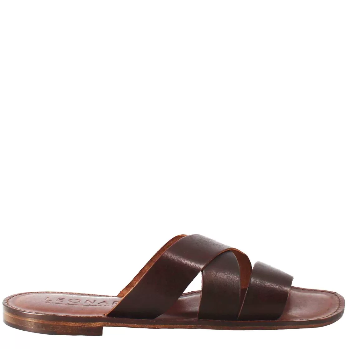 Discount Leonardo Shoes Sandali Gladiatore Da Uomo In Pelle Marrone