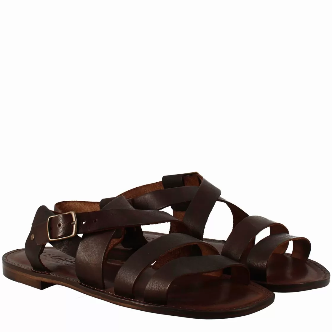 Online Leonardo Shoes Sandali Pisa Modello Gladiatore Da Uomo In Pelle Color Marrone