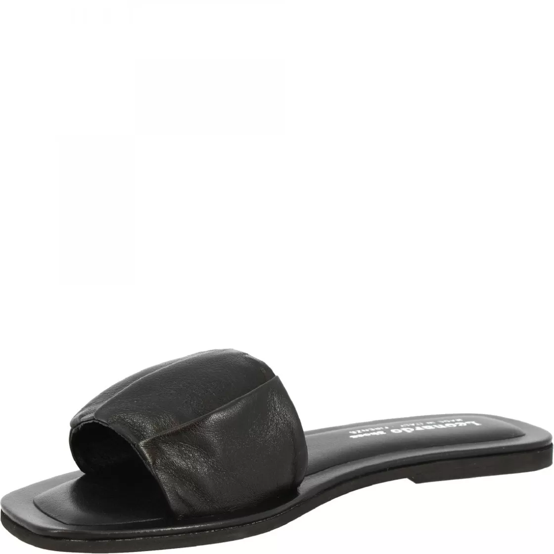 Flash Sale Leonardo Shoes Sandali Slip-on Da Donna Fascia Larga Con Pieghe Fatti A Mano In Nappa Nera Nero