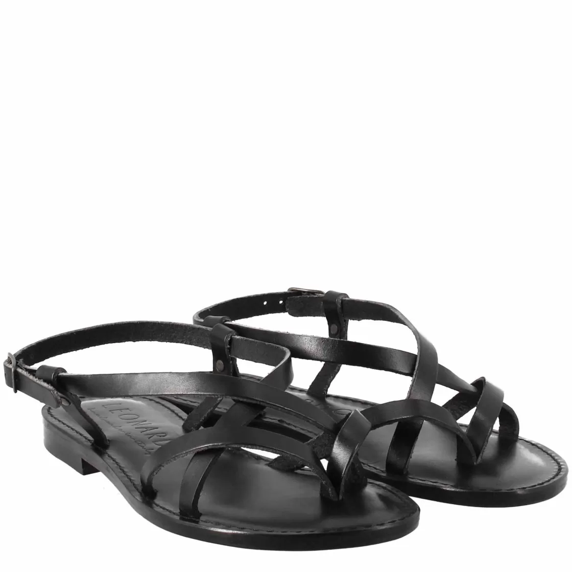 Shop Leonardo Shoes Sandali Solace Da Donna Stile Romano Antico In Pelle Colore Nero