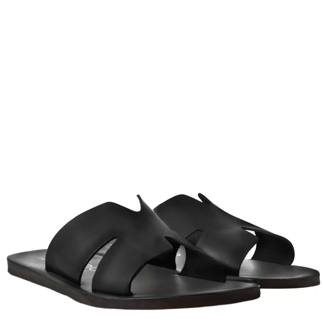 Fashion Leonardo Shoes Sandali Uomo A H In Pelle Colore Fatti A Mano Nero