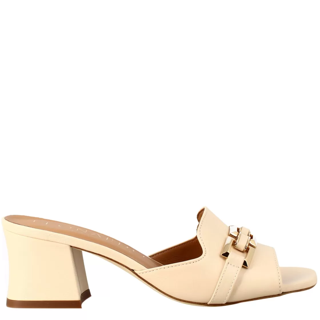Hot Leonardo Shoes Sandalo Aperto Con Fibbia Da Donna In Pelle Colore Cipria