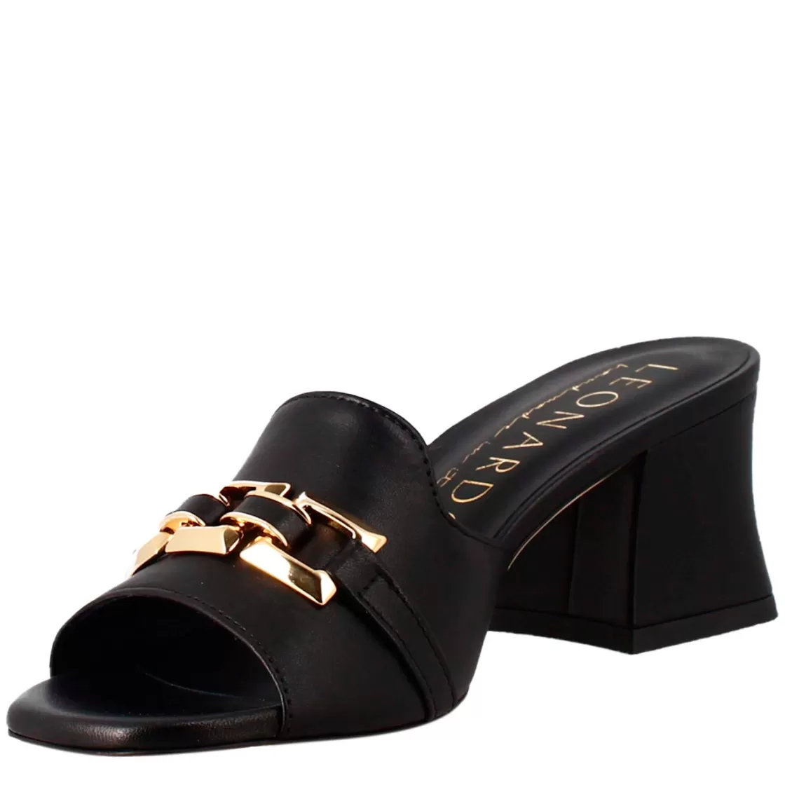 Clearance Leonardo Shoes Sandalo Aperto Con Fibbia Da Donna In Pelle Colore Nero