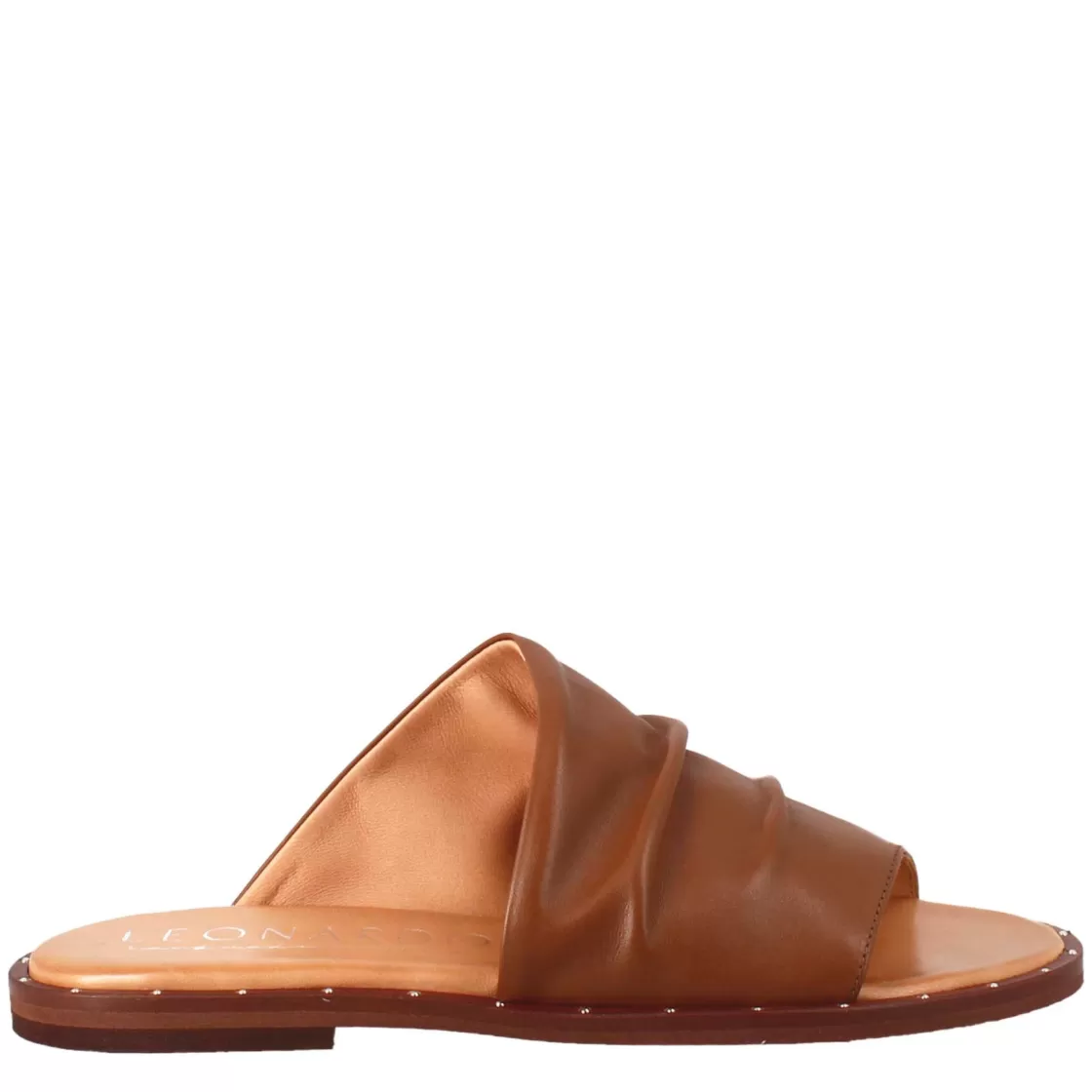 Cheap Leonardo Shoes Sandalo Da Donna A Fascia In Pelle Marrone