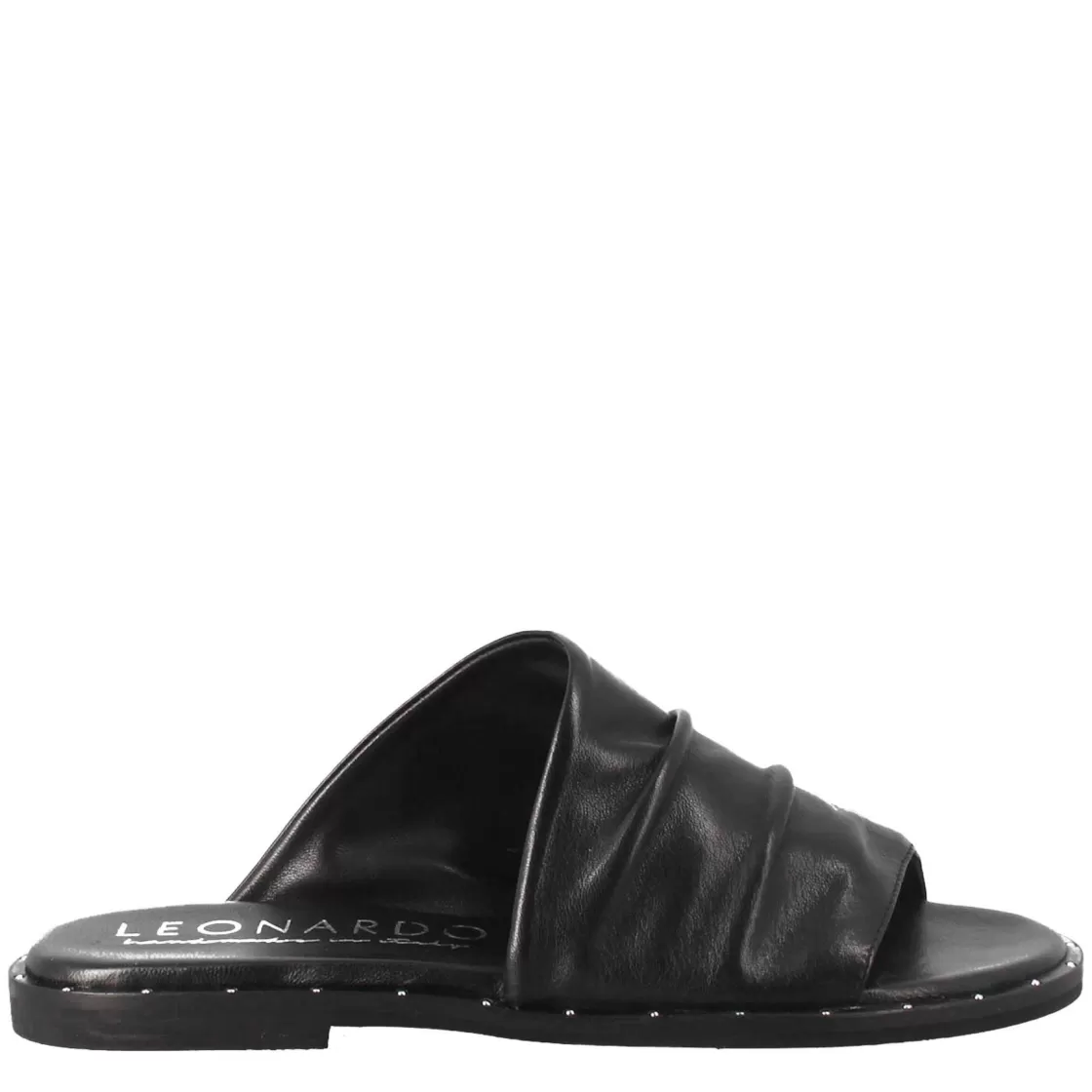 New Leonardo Shoes Sandalo Da Donna A Fascia In Pelle Nero