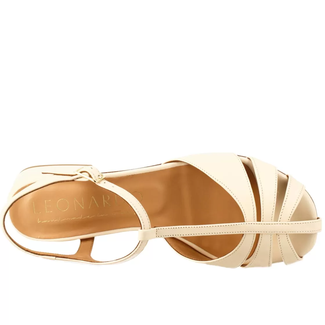 Discount Leonardo Shoes Sandalo Da Donna Colore A Forma Di Gabbia Cipria
