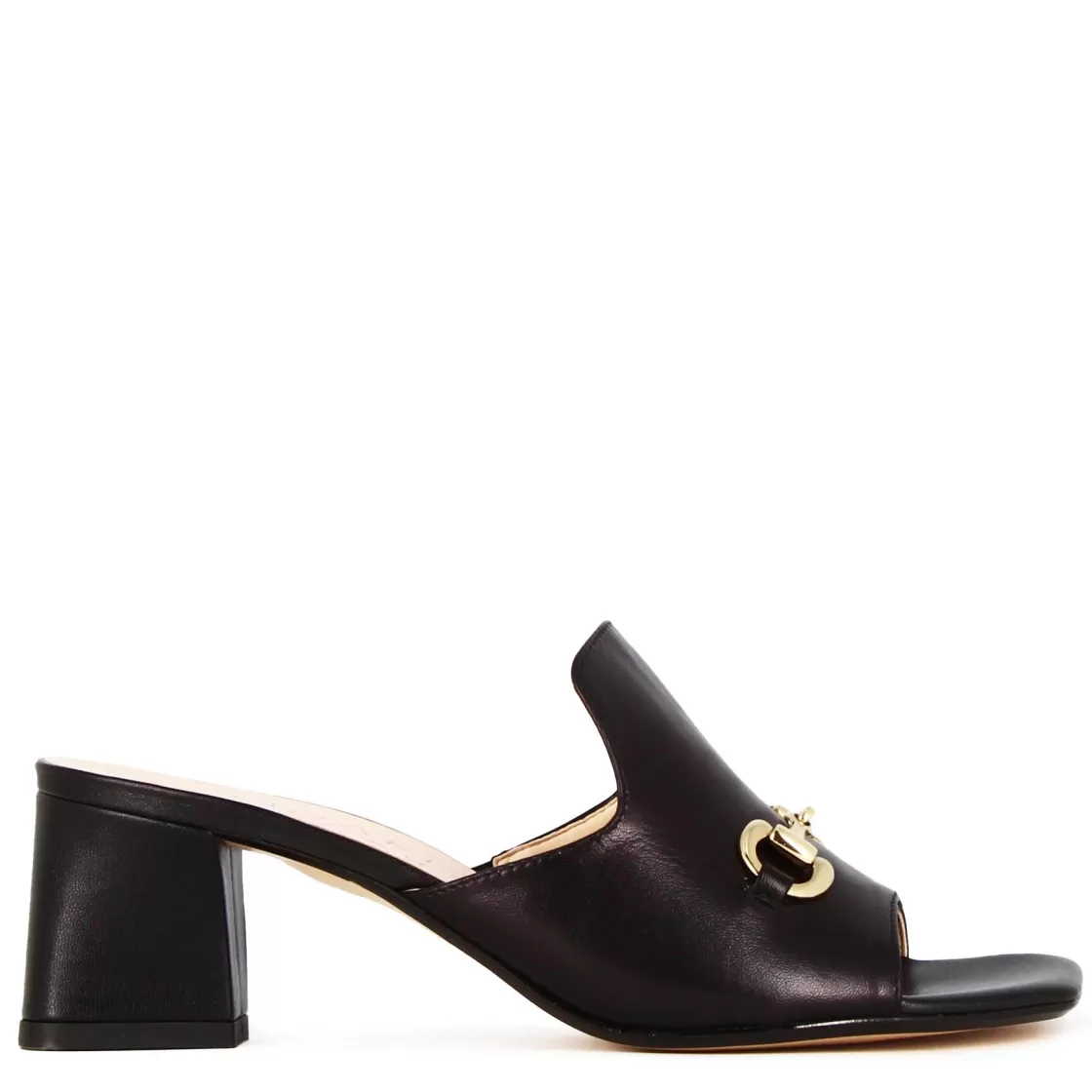 Outlet Leonardo Shoes Sandalo Slider Da Donna In Pelle Colore Con Morsetto Nero
