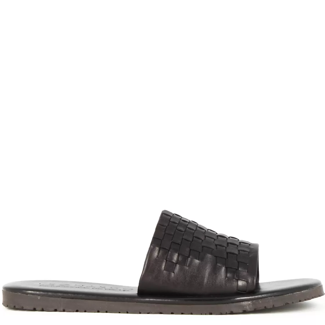 Hot Leonardo Shoes Sandalo Slider Da Uomo Con Fascia In Pelle Intrecciata Colore Nero