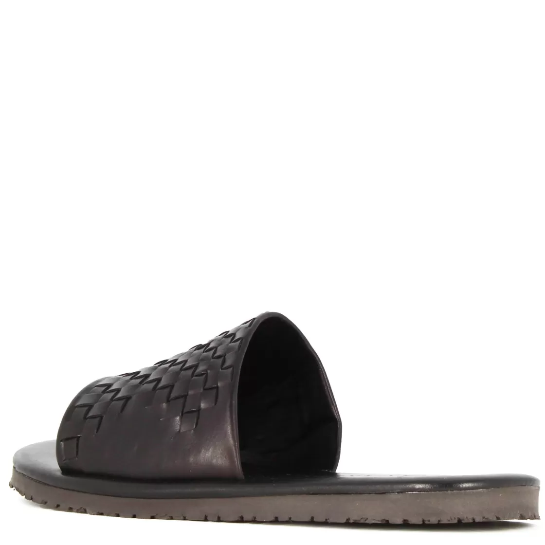 Hot Leonardo Shoes Sandalo Slider Da Uomo Con Fascia In Pelle Intrecciata Colore Nero