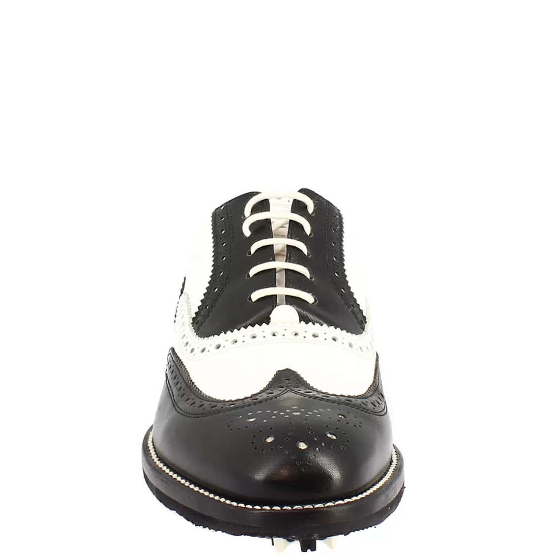 Shop Leonardo Shoes Scarpe Da Golf Da Donna Bicolore E Nero Artigianale In Pelle Bianco