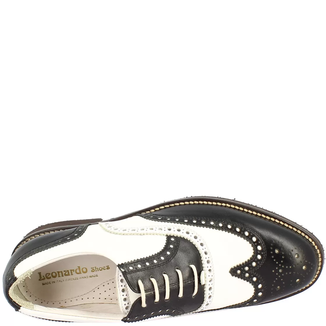 Shop Leonardo Shoes Scarpe Da Golf Da Donna Bicolore E Nero Artigianale In Pelle Bianco
