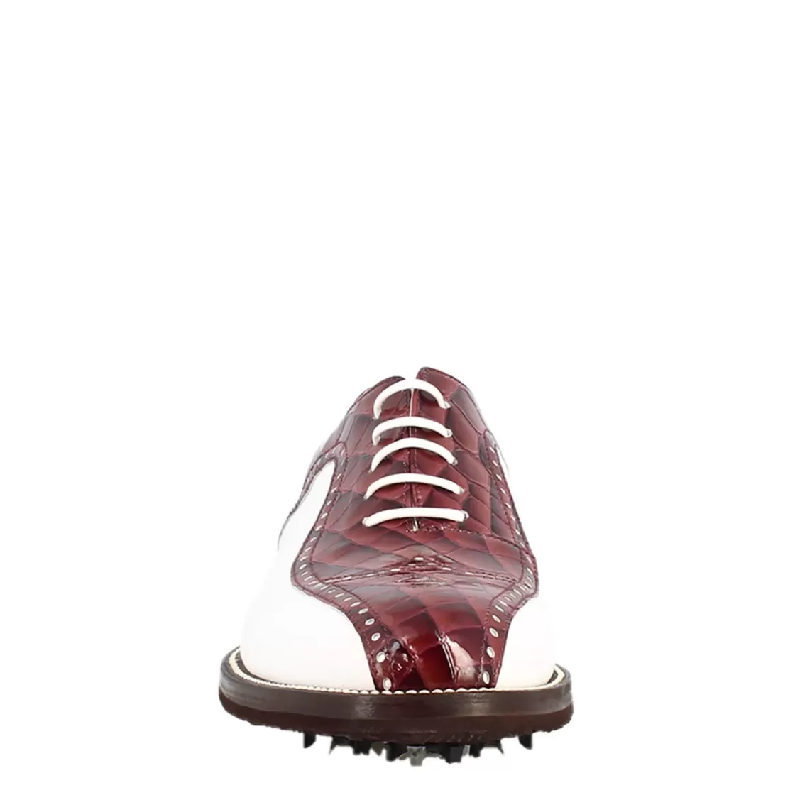 Sale Leonardo Shoes Scarpe Da Golf Da Donna Colore Bianco E Cocco Artigianali In Pelle Bordeaux