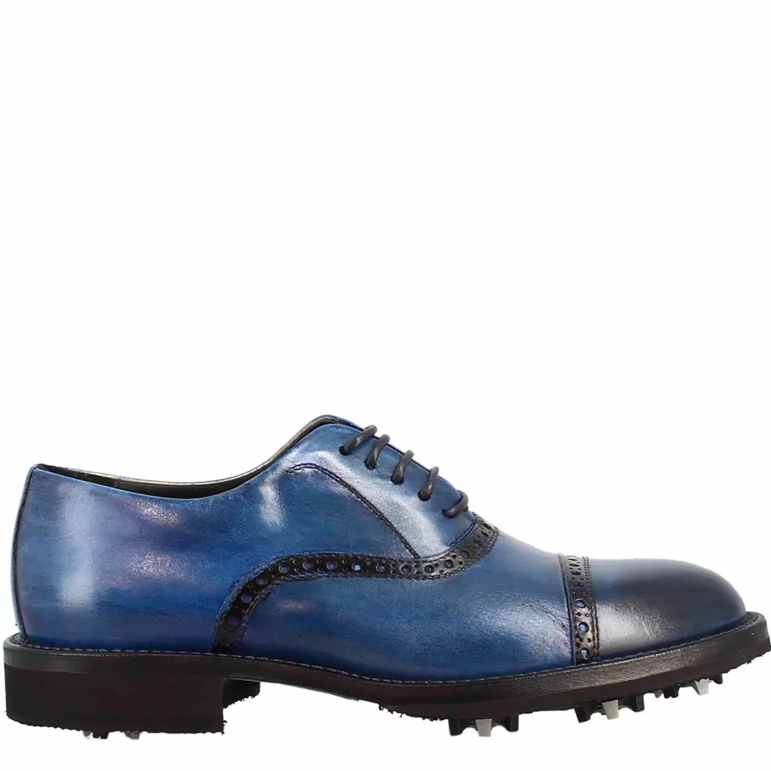 Hot Leonardo Shoes Scarpe Da Golf Da Donna Colore Dettagli Brogue Artigianali In Pelle Blu