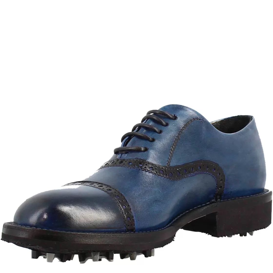 Hot Leonardo Shoes Scarpe Da Golf Da Donna Colore Dettagli Brogue Artigianali In Pelle Blu