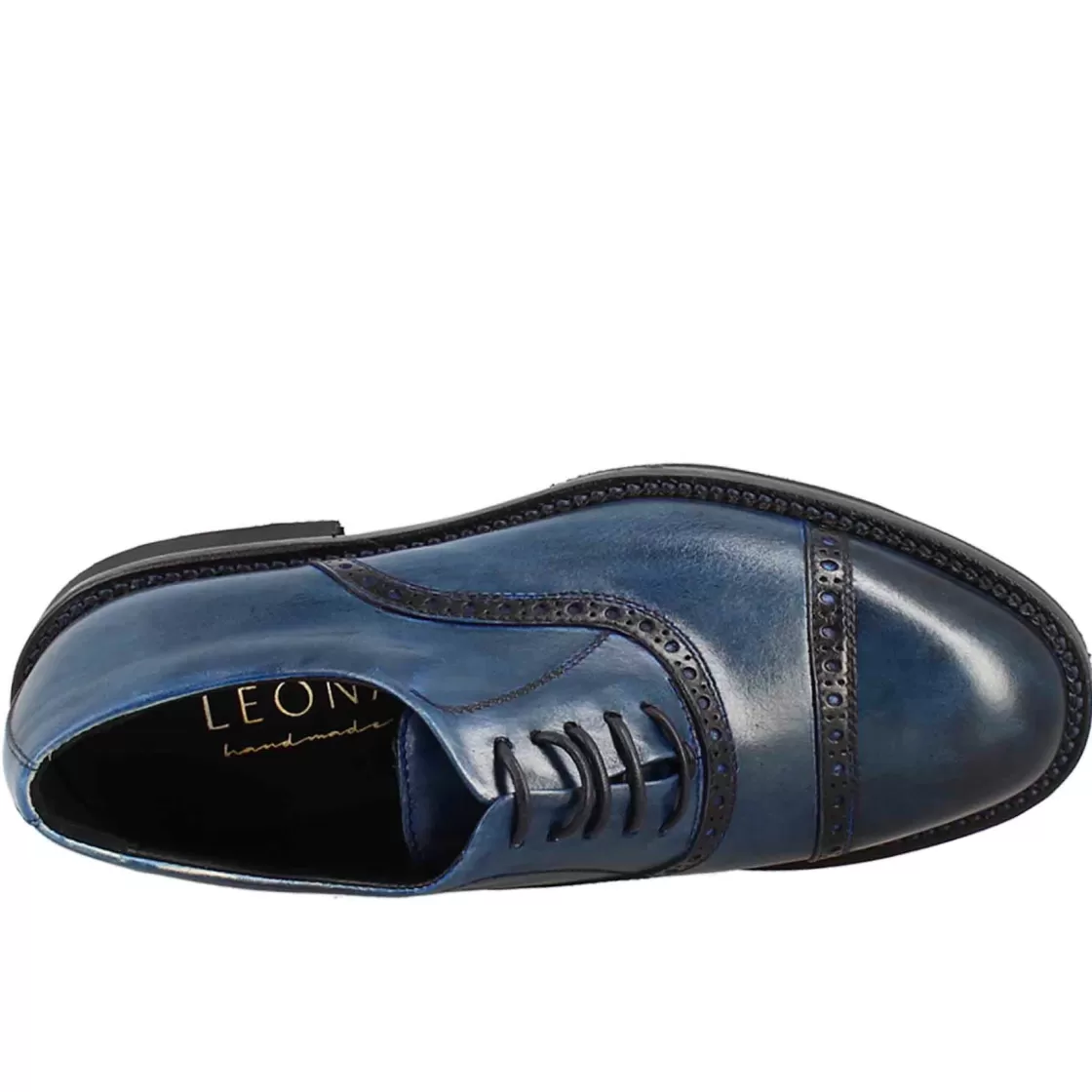 Hot Leonardo Shoes Scarpe Da Golf Da Donna Colore Dettagli Brogue Artigianali In Pelle Blu